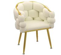 KHUKHU Moderna poltrona in velluto con gambe dorate, sedia con schienale for tavolo da manicure, poltrona da trucco imbottita con schienale, poltrona relax for soggiorno(White)