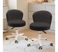 KHUKHU Piccola sedia da scrivania rotonda con schienale in similpelle, regolabile in altezza, girevole, sgabello da lavoro for computer, for casa, ufficio, camera da letto(D,17 * 17 * 13.2(Set of 2))