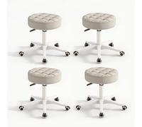KHUKHU Piccola sedia rotonda con ruote in similpelle, altezza regolabile, girevole, sgabelli da lavoro, sedia da ufficio for casa(Grey,Pack of 4)