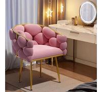 KHUKHU Poltrona da toeletta, poltrona imbottita for soggiorno, trucco for camera da letto, scrivania for ufficio con bracciolo posteriore, divano for ospiti di metà secolo, for il tempo libero.(Pink)