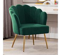 KHUKHU Poltrona imbottita in velluto, comodissima, for il trucco, con schienale, scrivania for gli ospiti, gambe in metallo dorato, for soggiorno, camera da letto(Green)