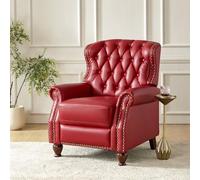KHUKHU Poltrona reclinabile in vera pelle con piedini in legno massello, moderna poltrona regolabile con schienale decorato con rivetti, divano singolo for soggiorno.(Coffee color,1)