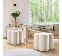 KHUKHU Pouf in velluto, piccolo sgabello da toeletta, pouf moderno, poggiapiedi for divano, poggiapiedi a forma di fiore for sala trucco, ingresso e soggiorno(Set of 2)