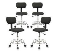 KHUKHU Sedia da disegno con schienale, poggiapiedi regolabile in altezza, sgabello girevole con ruote, cuscino di seduta spesso, for cucina e bar di casa(Square Back,4PK)