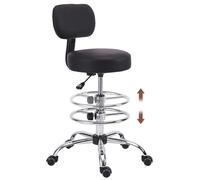KHUKHU Sedia da disegno con schienale, poggiapiedi regolabile in altezza, sgabello girevole con ruote, cuscino di seduta spesso, for cucina e bar di casa(Square Backrest,1PK)