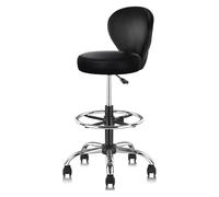KHUKHU Sedia da disegno con schienale, poggiapiedi regolabile in altezza, sgabello girevole con ruote, cuscino di seduta spesso, for cucina e bar di casa(Round Backrest,1PK)