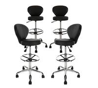 KHUKHU Sedia da disegno con schienale, poggiapiedi regolabile in altezza, sgabello girevole con ruote, cuscino di seduta spesso, for cucina e bar di casa(Round Backrest,4PK)