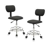 KHUKHU Sedia da disegno con schienale, poggiapiedi regolabile in altezza, sgabello girevole con ruote, cuscino di seduta spesso, for cucina e bar di casa(Square Back,2PK)