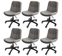 KHUKHU Sedia da ufficio ergonomica in pelle PU con altezza regolabile, supporto lombare, girevole for ufficio, studio e uso quotidiano.(Set of 6)