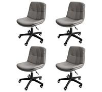 KHUKHU Sedia da ufficio ergonomica in pelle PU con altezza regolabile, supporto lombare, girevole for ufficio, studio e uso quotidiano.(Set of 4)