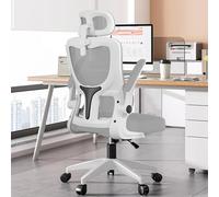 KHUKHU Sedia da ufficio in rete, schienale alto, ergonomica, con supporto lombare e braccioli ribaltabili, poggiatesta regolabile, for casa, nera, girevole, for il gioco e il lavoro.(Grey)