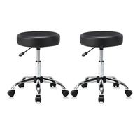 KHUKHU Sedia girevole con rotelle idrauliche regolabili con cuscino e ruote, girevole in similpelle for ufficio, tatuaggi, massaggi, viso e spa(2 Pack)