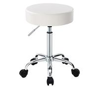 KHUKHU Sedia girevole regolabile in altezza for massaggi, cliniche mediche, tatuaggi, spa, saloni, sgabello con ruote(White)