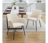 KHUKHU Sedie da pranzo moderne imbottite con schienale curvo, cuscino spesso e gambe in metallo for cucina e soggiorno(Set of 2)