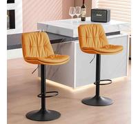 KHUKHU Set di 2 sgabelli da bar for bancone da cucina, sedie regolabili in altezza, sgabelli da bar girevoli moderni, for isola cucina, sala da pranzo, in similpelle arancione