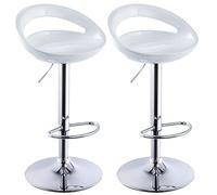KHUKHU Set di 2 sgabelli da bar in ABS bianchi regolabili, sedie da bar girevoli, 2 pezzi for isola cucina, pub(White)