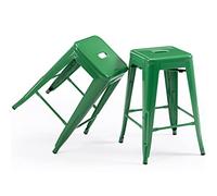 KHUKHU Sgabelli da bar da 24" in metallo senza schienale, sgabelli da bar for interni ed esterni con seduta quadrata(Green,2)