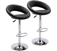 KHUKHU Sgabelli da bar regolabili, sgabelli da bar girevoli moderni e graziosi in similpelle con schienale cavo, sedie Airlift alte for cucina, sala da pranzo, pub, bar, set da 2(Black Chrome Base)
