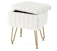 KHUKHU Sgabello da toeletta, sedia con contenitore, pouf piccolo e morbido for il trucco, regolabile for camera da letto, soggiorno o ingresso.(White1)
