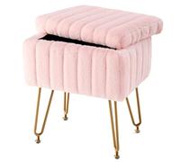 KHUKHU Sgabello da toeletta, sedia con contenitore, pouf piccolo e morbido for il trucco, regolabile for camera da letto, soggiorno o ingresso.(Pink)