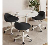 KHUKHU Sgabello girevole ergonomico con ruote, altezza regolabile, ruote ultra silenziose, cuscino imbottito in similpelle, for salone, ufficio, massaggi(D,Set of 3)