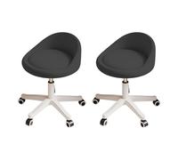 KHUKHU Sgabello girevole ergonomico con ruote, altezza regolabile, ruote ultra silenziose, cuscino imbottito in similpelle, for salone, ufficio, massaggi(D,Set of 2)