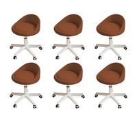 KHUKHU Sgabello girevole ergonomico con ruote, altezza regolabile, ruote ultra silenziose, cuscino imbottito in similpelle, for salone, ufficio, massaggi(Brown,Set of 6)