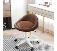 KHUKHU Sgabello girevole ergonomico con ruote, altezza regolabile, ruote ultra silenziose, cuscino imbottito in similpelle, for salone, ufficio, massaggi(Brown,Set of 1)