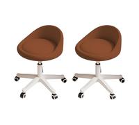 KHUKHU Sgabello girevole ergonomico con ruote, altezza regolabile, ruote ultra silenziose, cuscino imbottito in similpelle, for salone, ufficio, massaggi(Brown,Set of 2)
