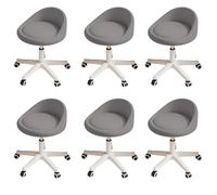 KHUKHU Sgabello girevole ergonomico con ruote, altezza regolabile, ruote ultra silenziose, cuscino imbottito in similpelle, for salone, ufficio, massaggi(Dark Gray,Set of 6)