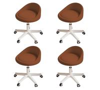 KHUKHU Sgabello girevole ergonomico con ruote, altezza regolabile, ruote ultra silenziose, cuscino imbottito in similpelle, for salone, ufficio, massaggi(Brown,Set of 4)