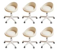KHUKHU Sgabello girevole ergonomico con ruote, altezza regolabile, ruote ultra silenziose, cuscino imbottito in similpelle, for salone, ufficio, massaggi(Beige,Set of 6)