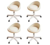 KHUKHU Sgabello girevole ergonomico con ruote, altezza regolabile, ruote ultra silenziose, cuscino imbottito in similpelle, for salone, ufficio, massaggi(Beige,Set of 4)