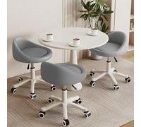 KHUKHU Sgabello girevole ergonomico con ruote, altezza regolabile, ruote ultra silenziose, cuscino imbottito in similpelle, for salone, ufficio, massaggi(Dark Gray,Set of 3)