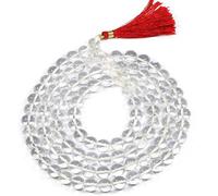KHUSHI CRAFTS Rosario Sphatik Mala originale sfatic scintillante certificato quarzo roccia sfatik cristallo Jaap Mala, luxmi laxmi jaap, sphatic, 7 mm, 108+1 perle.