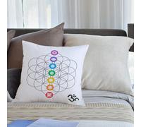 KHWEJ Federe per Cuscini 50x50 cm,Decorazione di geometria sacra, punti chakra in anelli concentrici vintage di immagi,poliestere Quadrato Cerniera Invisibile per Casa,Ufficio,Esterno,Camera da letto