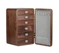KHYTEBV Scatola portagioie in Legno massello con cassetti, portagioie, Tira la Porta Verso Destra, Scatola portaoggetti per Gioielli da Tavolo