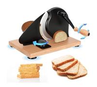 KHZKHC Affettatrice Manuale per Pane a Manovella, Affettatrice Rotante, con Lama in Acciaio Inox, Spessore Regolabile, Base a Ventosa Stabile, per Panetterie, Bar, Cucine Domestiche, Ristoranti