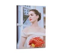 KHZTTREXT Poster con famosa attrice Anne Hathaway, poster estetico per stanza, decorazione artistica da parete per camera da letto, 50 x 75 cm, con cornice