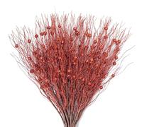 KI Store - 20 rami decorativi rossi per Natale, rami artificiali di 45 cm con glitter, rami per addobbi natalizi, rami di vischio per decorazioni natalizie