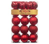 KI Store - 60mm Rosso Palline di Natale, decorazioni per albero di Natale, 30 pezzi, infrangibili, da appendere