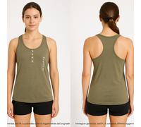 Kiabi Canotta Pigiama Donna M Xl Medium Extra Large Verde Oliva Cotone Bottoni