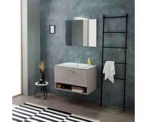 Kiamami Valentina - Arredo bagno 80cm sospeso con lavabo soprapiano e specchio Lotto