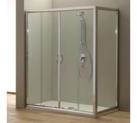 Kiamami Valentina - Box Doccia 180x80 cm | Vetro Temperato Sicurezza 6 mm | Telaio Alluminio Anodizzato | Ante Scorrevoli e Fisse | Finitura Cromata, Porta Nicchia + 1 Anta Fissa