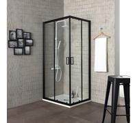 Kiamami Valentina Box Doccia 90x90 cm Angolare Scorrevole Nero Opaco City