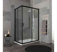 Kiamami Valentina - Box doccia con profilo nero e cristallo trasparente 70X100 | City