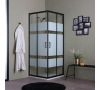 Kiamami Valentina - Box doccia quadrato 80x80 cristallo serigrafato 6mm e profili nero opaco | City