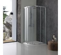 Kiamami Valentina Box Doccia Semicircolare 80x80 Vetro Trasparente Giada | Cristallo temperato 6 mm, profili cromati, ante scorrevoli, chiusura magnetica, raggio 550 mm, piatto escluso