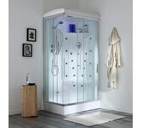 Kiamami Valentina - Cabina Doccia 70x90 | Bagno Turco | 16 Getti | Radio FM e Altoparlante | Vetro Temperato | Piatto Antiscivolo, 70x90CM DX, Vetro