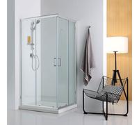 Kiamami Valentina - Cabina Doccia Cristallo 70x90 | Ante Trasparenti 6mm | Piatto Doccia Ceramica 6cm incluso | Design Essenziale | Luce Naturale, Trasparente, Cristallo